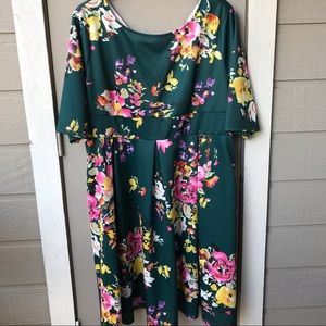 Woman's Plus Size Floral 3/4 sleeve cocktail party swing dress
